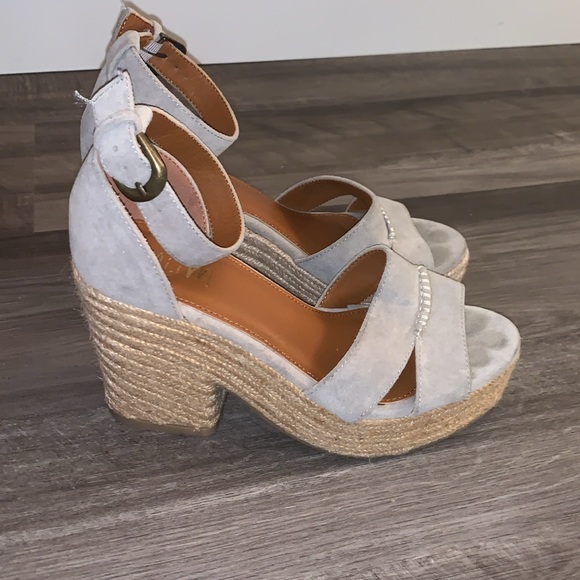 Gray Suede Chunky Platform Heels - Picture 3 of 5